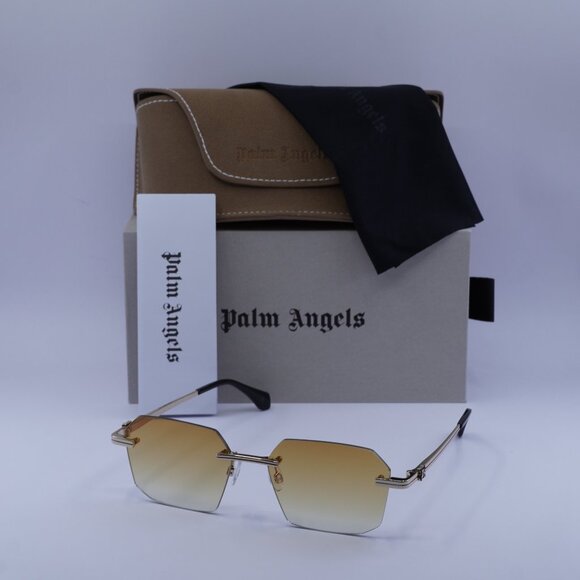 Palm Angels PERI10G QUARTZ 7622 Geometric Sunglasses - Gold/Orange - Picture 1 of 10